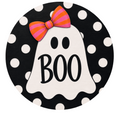 Polka Dot Bow Ghost 10" Wreath Sign, Home Decor, The Ritzy Cactus