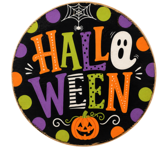 Polka Dot Halloween 10" Wreath Sign, Home Decor, The Ritzy Cactus