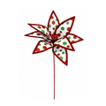 Polka Dot Poinsettia Stem 23 Inch x 12 Dia, Holiday Stem Embellishment