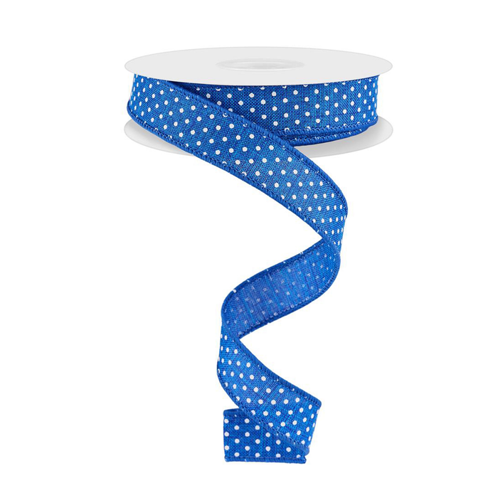 Raised Swiss Dot on Royal Wired Ribbon by RG Ribbon – 7/8" x 10 Yards, Wreath Ribbon
