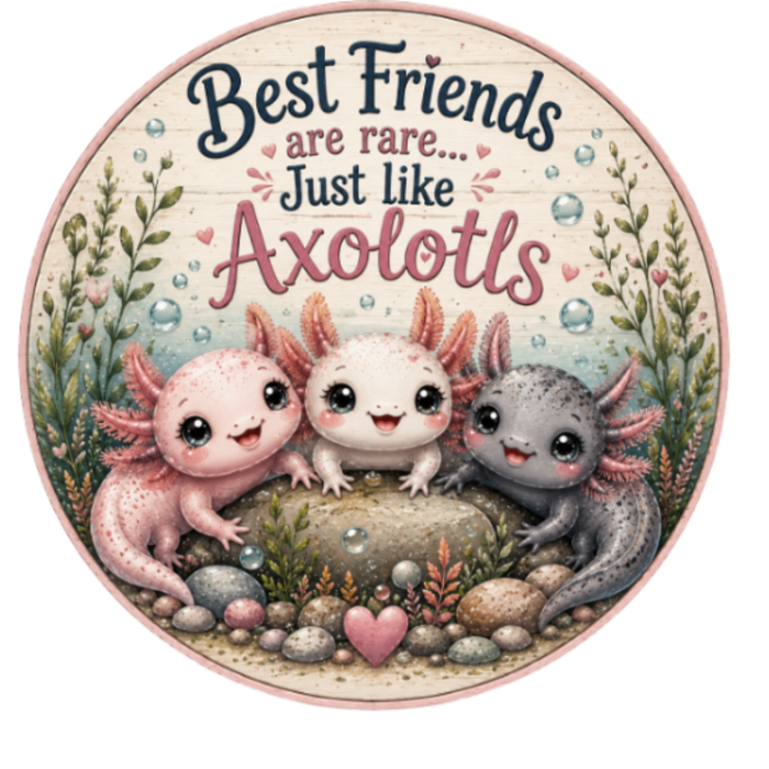 Rare Friends Axolotls 10" Wreath Sign, Home Decor, The Ritzy Cactus