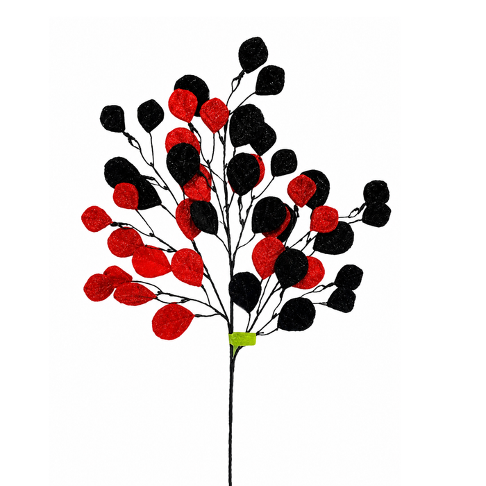 Red Black Eucalyptus Spray 30"  Halloween, Valentine Embellishment