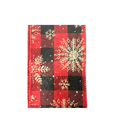 Red Black Plaid Gold Snowflake Holiday Wired Ribbon by JAS Ribbon – 2.5" x 10 Yards, Wreath Ribbon