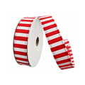 Red White Horizontal Stripe Wired Ribbon by RG Ribbon – 7/8" x 10 yards