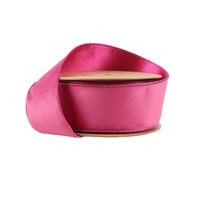 Reversible Hot Pink Shimmer Wired Ribbon by LA – 2.5" x 10 Yards,  Holiday Wreath Ribbon
