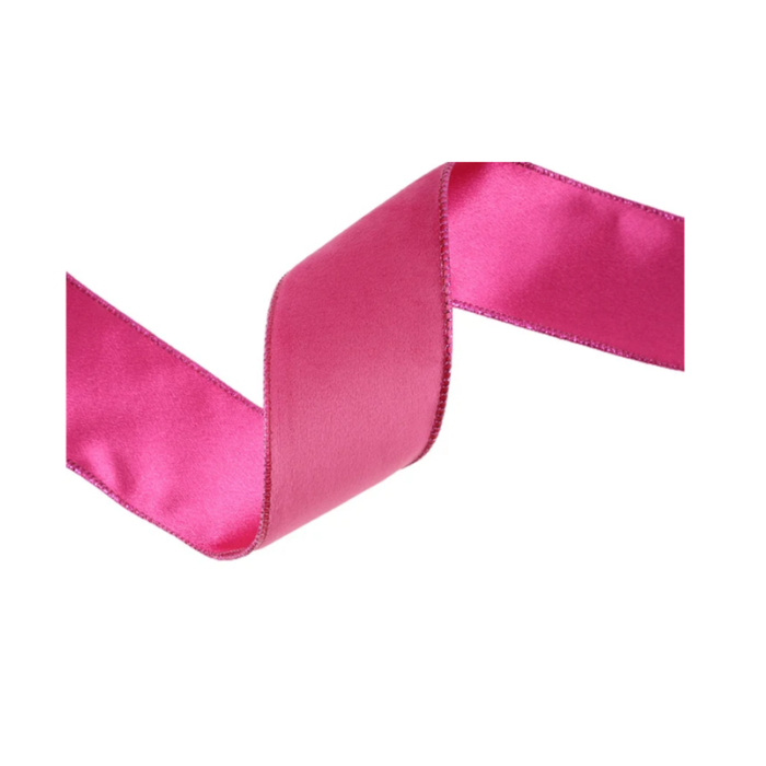 Reversible Hot Pink Shimmer Wired Ribbon by LA – 2.5" x 10 Yards,  Holiday Wreath Ribbon