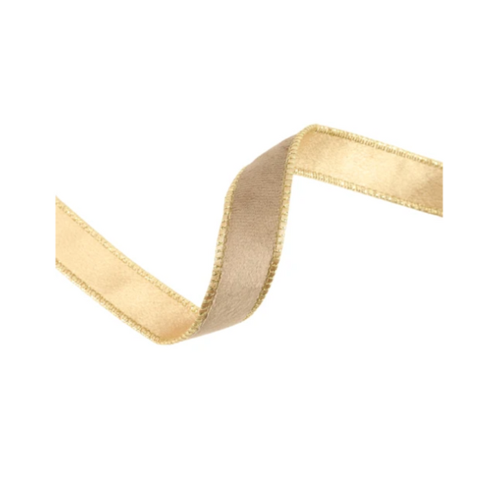 Reversible Latte Gold Wired Ribbon by LA – 1" x 10 Yards,  Wreath Ribbon