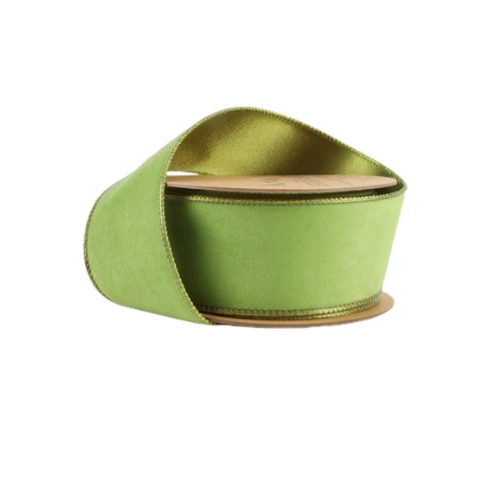 Reversible Lime Shimmer Wired Ribbon by LA – 2.5" x 10 Yards,  Holiday Wreath Ribbon