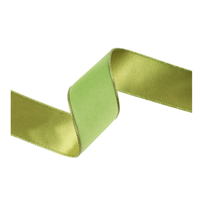 Reversible Lime Shimmer Wired Ribbon by LA – 2.5" x 10 Yards,  Holiday Wreath Ribbon