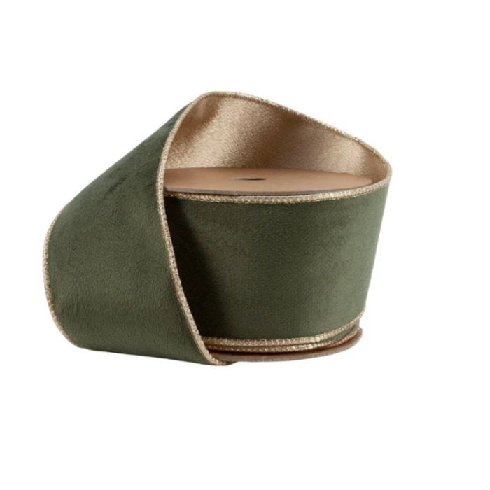 Reversible Moss Gold Wired Ribbon by LA – 2.5" x 10 Yards,  Wreath Ribbon