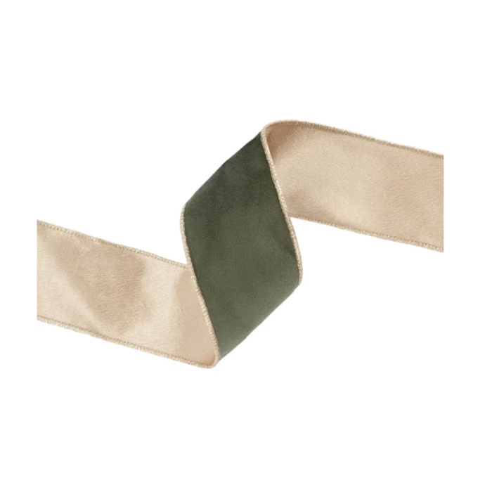 Reversible Moss Gold Wired Ribbon by LA – 2.5" x 10 Yards,  Wreath Ribbon