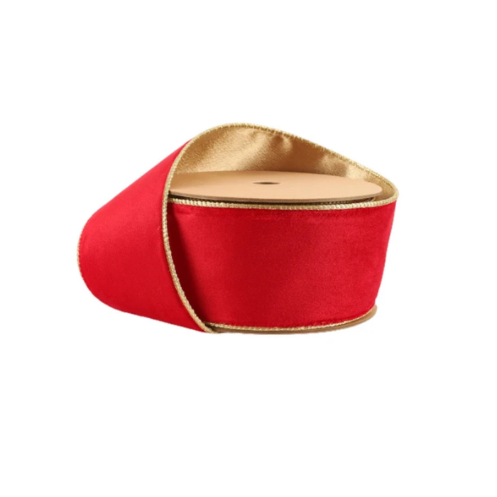 Reversible Red Gold Wired Ribbon by LA – 2.5" x 10 Yards,  Holiday Wreath Ribbon