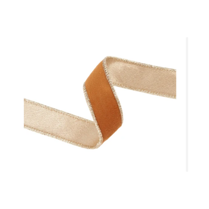 Reversible Rust Gold Wired Ribbon by LA – 1" x 10 Yards,  Wreath Ribbon