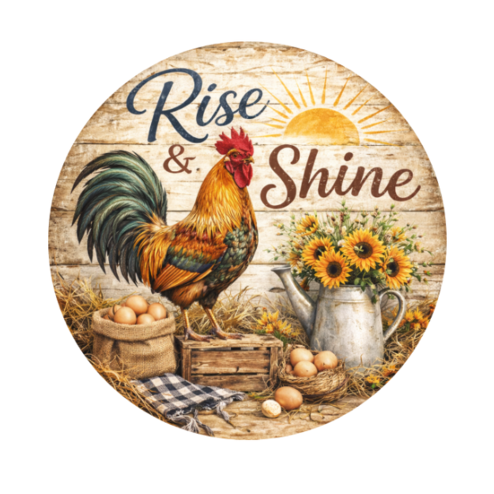 Rise & Shine 10" Wreath Sign, Home Decor, The Ritzy Cactus