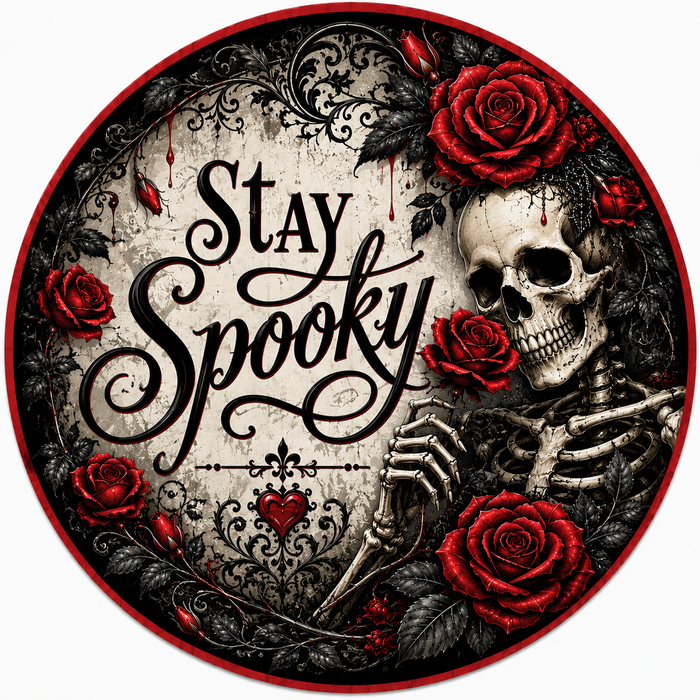 Rose Skeleton Halloween Sign 10" Wreath Sign, Home Decor, The Ritzy Cactus