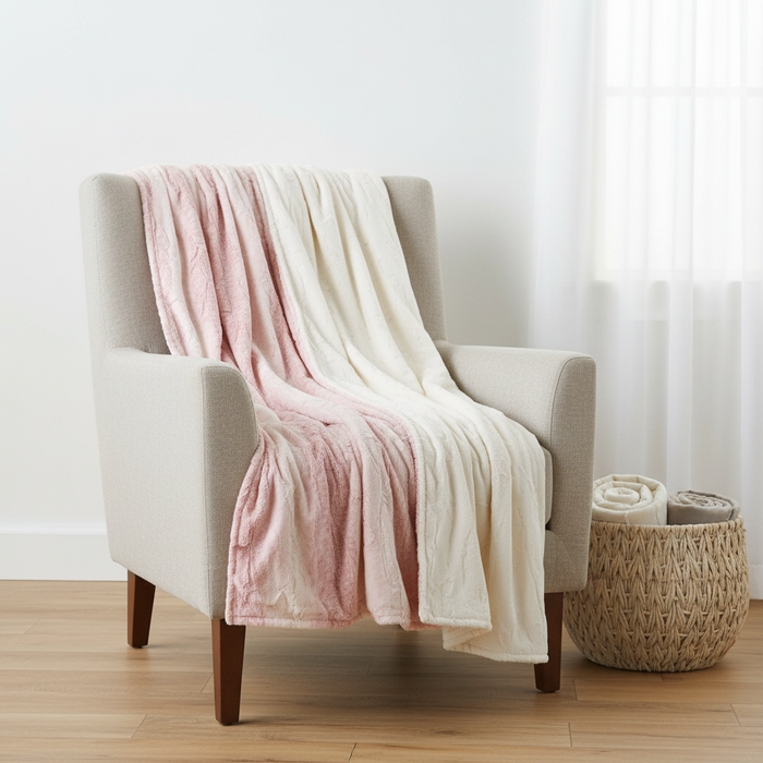Rosewater Fawn Minky and Ivory Hide Minky Blanket - DBC Baby Bedding Co
