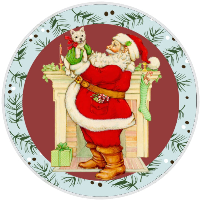 Santa Dog Sign, Wreath Sign, Home Decor