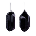Set of Two Black Glitter Gem 5.25" Ornament, Wreath Gem, Wreath Embellishment, Wreath Supply