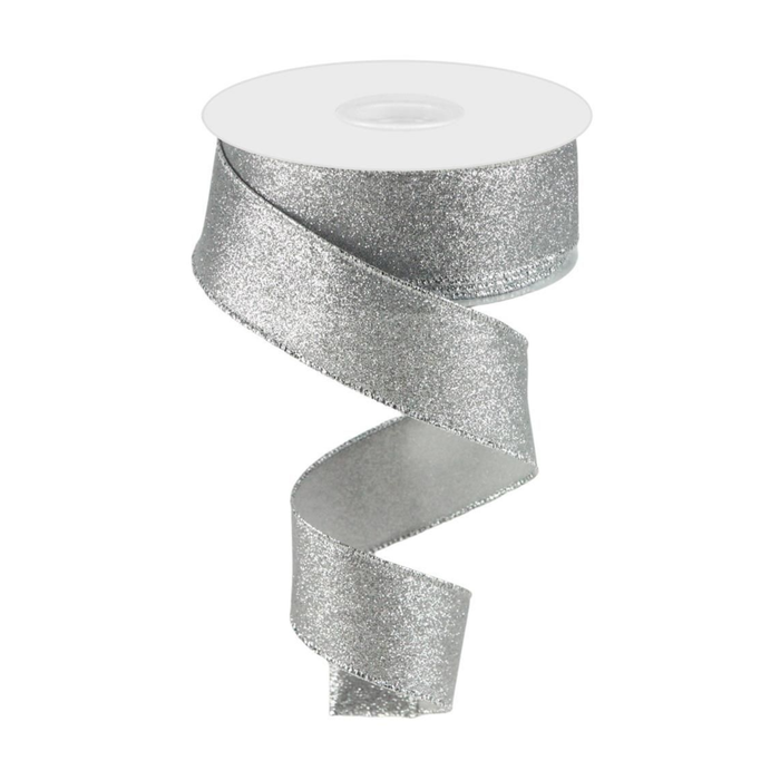 Silver Shimmer Wired Ribbon by RG Ribbon 1.5" x 10 Yards, Wreath Ribbon, Craft Supplies