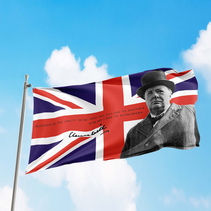 Sir Winston Churchill British Statesman Prime Minister of the United Kingdom Flag Banner