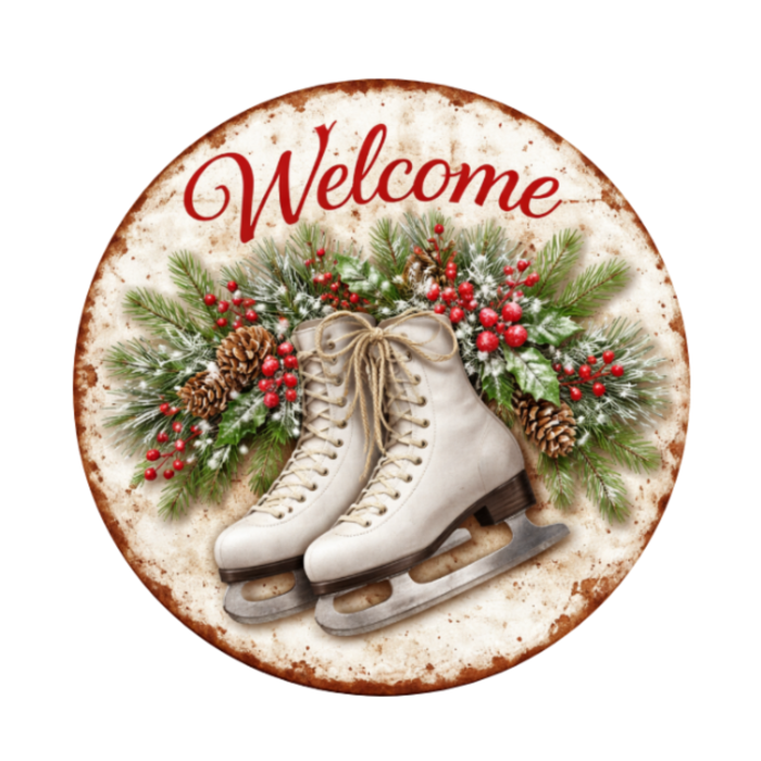 Skates Welcome 10 Inch Wreath Sign, Metal Wreath Sign, Home Decor, DIY, The Ritzy Cactus