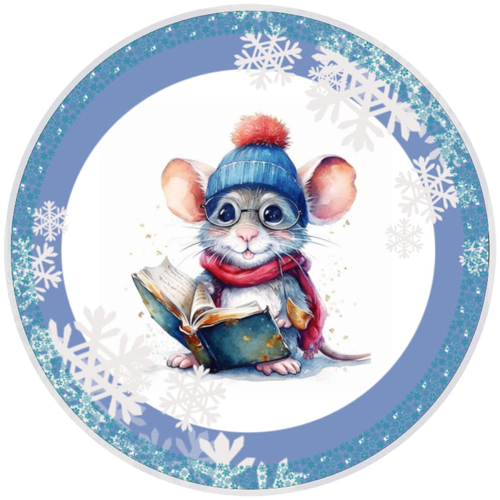 Snowflake Mouse Sign, Wreath Sign, Home Decor
