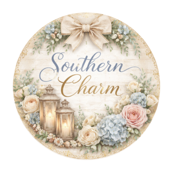 Southern Charm 10 Inch Wreath Sign, Metal Wreath Sign, Home Decor, The Ritzy Cactus