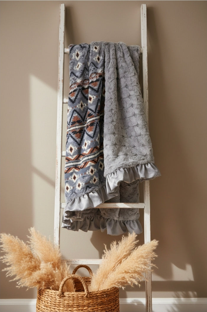 Southwestern Aztec Ruffle Blanket - DBC Baby Bedding Co