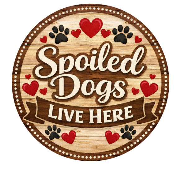 Spoiled Dogs Live Here 10 Inch Wreath Sign, Metal Wreath Sign, Home Decor, DIY, The Ritzy Cactus