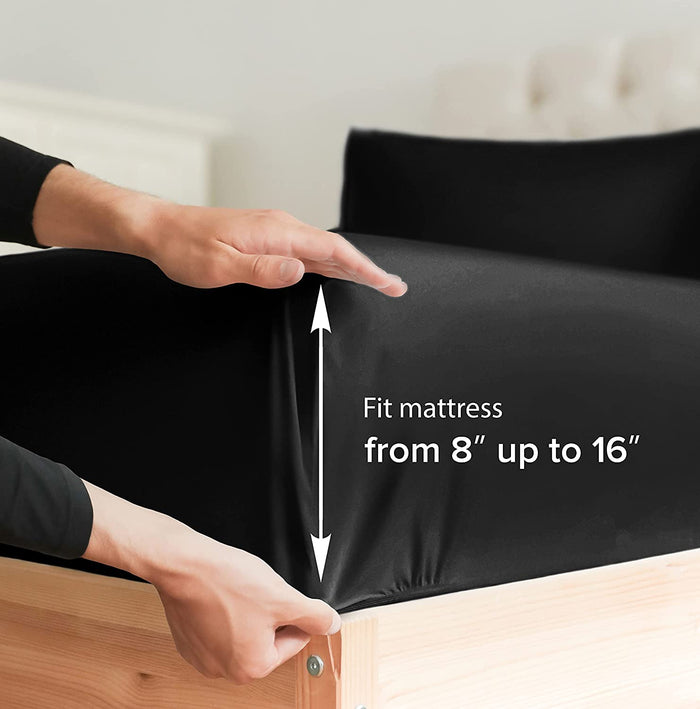 Standard Single Fitted Sheet - Black