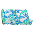 Starfish Coastal Wired Ribbon by Reliant  – 2.5" x 10 Yards, Wreath Ribbon