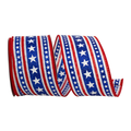 Stars & Glitter Stripes Linen Wired Ribbon By Reliant  – 2.5" x 10 Yards, Wreath Ribbon