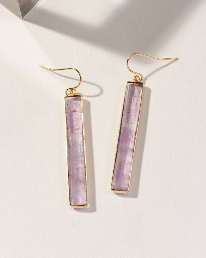 Sticks and Stones Drop Earrings- Amethyst