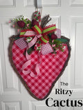 Strawberry Grapevine Fabric Wreath Door Decoration - 14 x 21 Inches  One-of-a-Kind Summer Décor