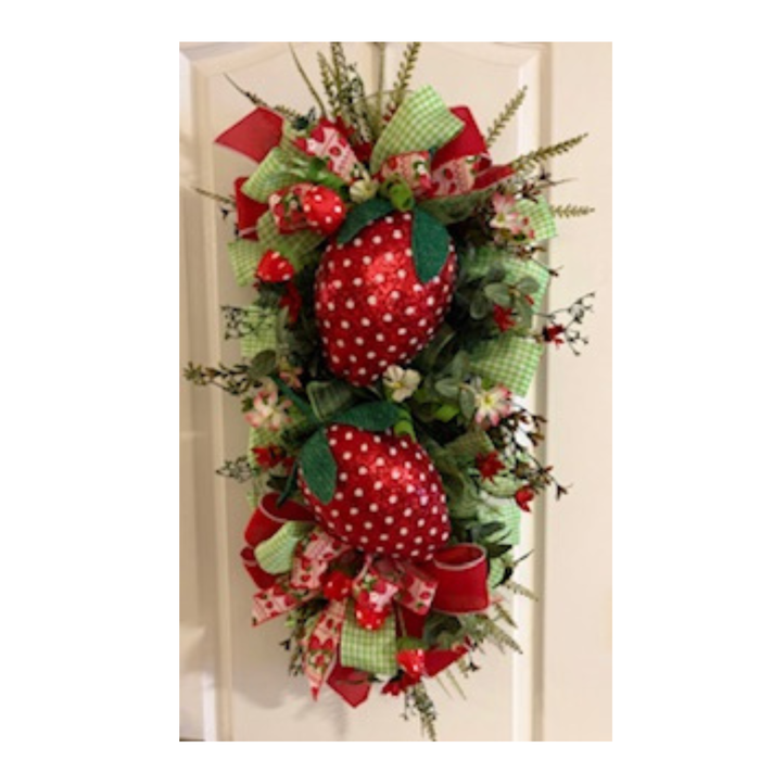 Strawberry Wreath Swag 30"L x 15"W, Ritzy Cactus Home Decor