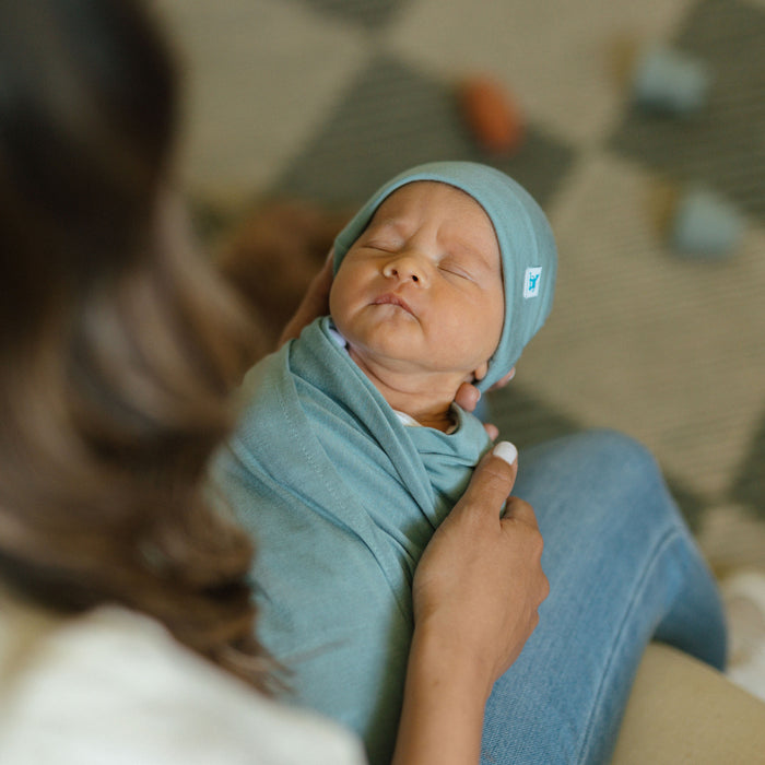 Stretch Knit Swaddle and Hat Set - Harbor