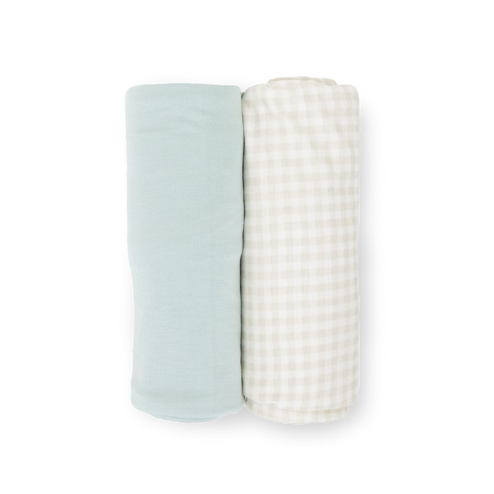 Stretch Knit Swaddle Blanket 2 Pack - Frost Green