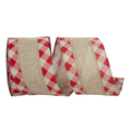 Stripe Overlay Gingham Linen Wired by Reliant  – 2.5" x 10 Yards, Wreath Ribbon