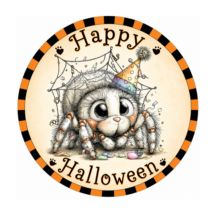 Striped Spider Halloween Sign 10" Wreath Sign, Home Decor, The Ritzy Cactus