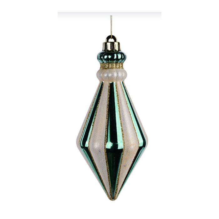 Striped Teardrop  8.5"L x 4"W Ornament, Wreath Embellishment, Wreath Supply