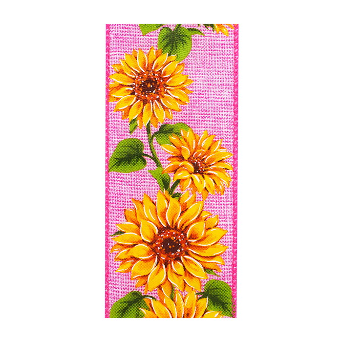 Sunflower Vine Delight Wired Ribbon by Reliant  – 2.5" x 10 Yards, Wreath Ribbon