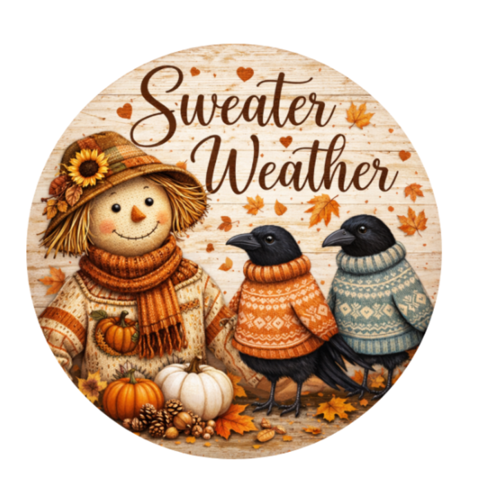 Sweater Weather Sign 10 inch Wreath Sign, Home Decor, The Ritzy Cactus