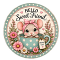 Sweet Friend Mouse Sign 10" Wreath Sign, Home Decor, The Ritzy Cactus