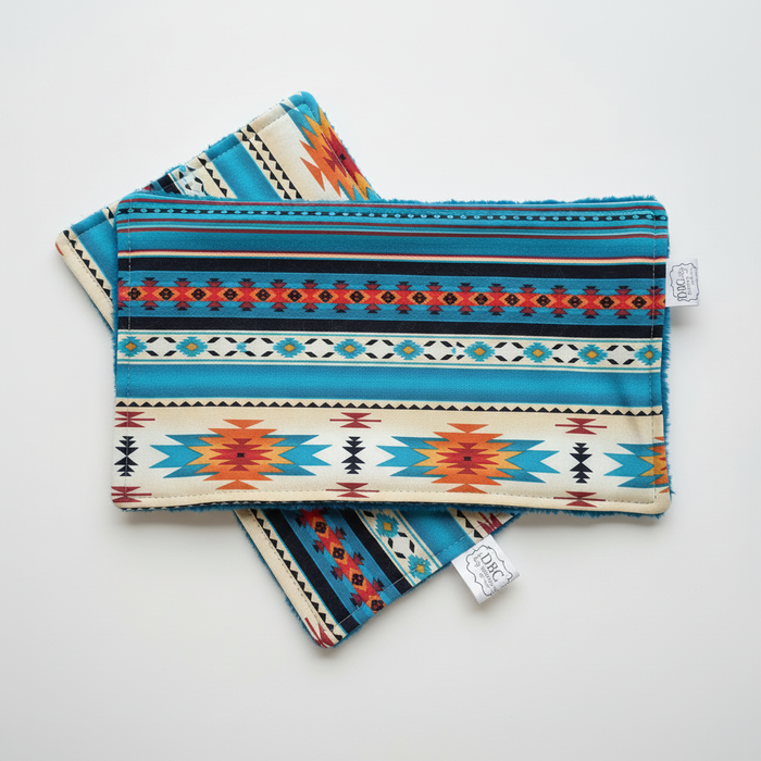 Teal Aztec Western Burp Cloths - DBC Baby Bedding Co