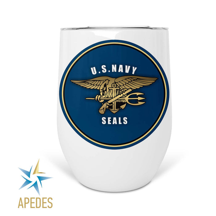 The US Navy Seals Stainless Steel Stemless Wine Cup 12 OZ - Apedes Flags And Banners