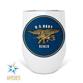 The US Navy Seals Stainless Steel Stemless Wine Cup 12 OZ - Apedes Flags And Banners