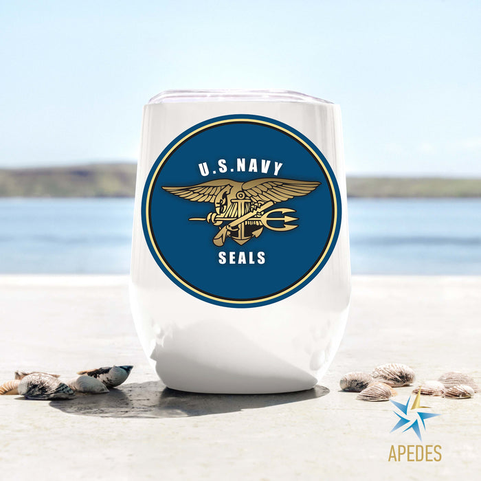 The US Navy Seals Stainless Steel Stemless Wine Cup 12 OZ - Apedes Flags And Banners