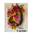 Tropical Hibiscus & Zinnia Wreath Door Decoration - 24 X 18 Inches – One-of-a-Kind Summer Décor