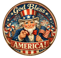 Uncle Sam God Bless America 10 Inch Wreath Sign, Metal Wreath Sign, Home Decor, The Ritzy Cactus