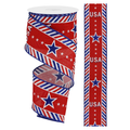 USA Diagonal Border On Royal Wired Ribbon by RG Ribbon – 2.5" x 10 Yards, Wreath Ribbon
